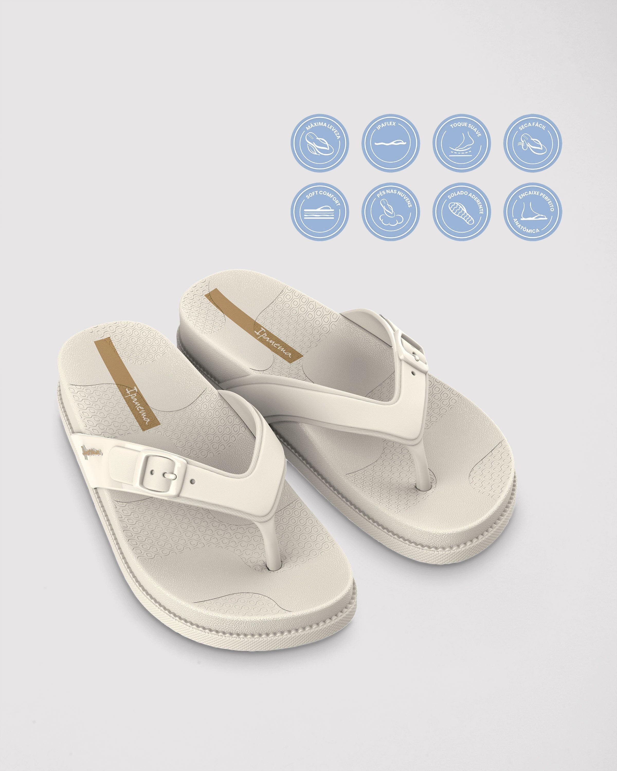 Chinelo de Dedo Bege Leme Ipanema