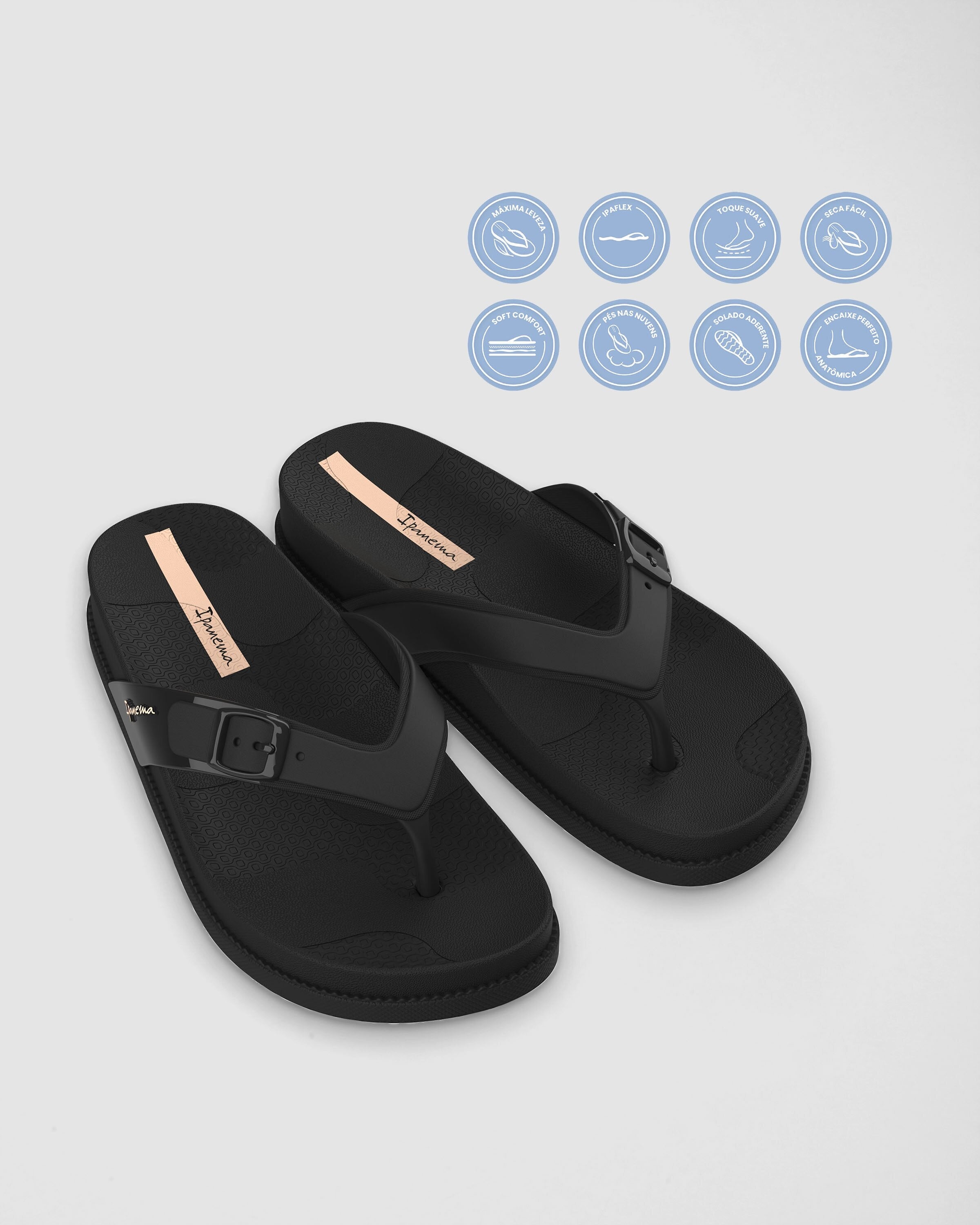 Chinelo de Dedo Preto Leme Ipanema